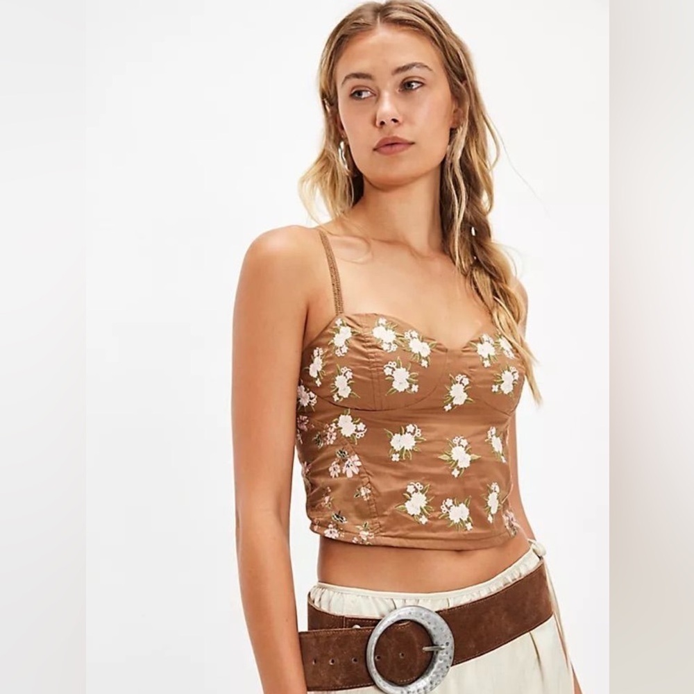 FREE PEOPLE Wild Flower Embroidered Bustier NWT